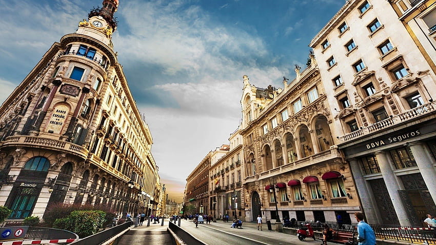 バルセロナの通り、建物、通り、グラフ、都市 高画質の壁紙