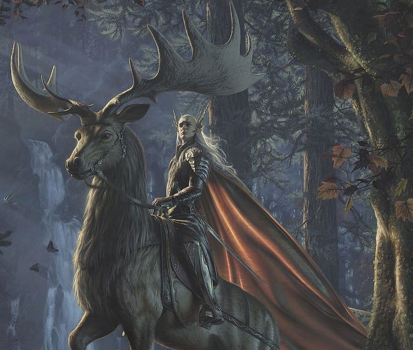 Thranduil, frumusete, fantasy, king, art, deer, man, elf, the hobbit HD wallpaper