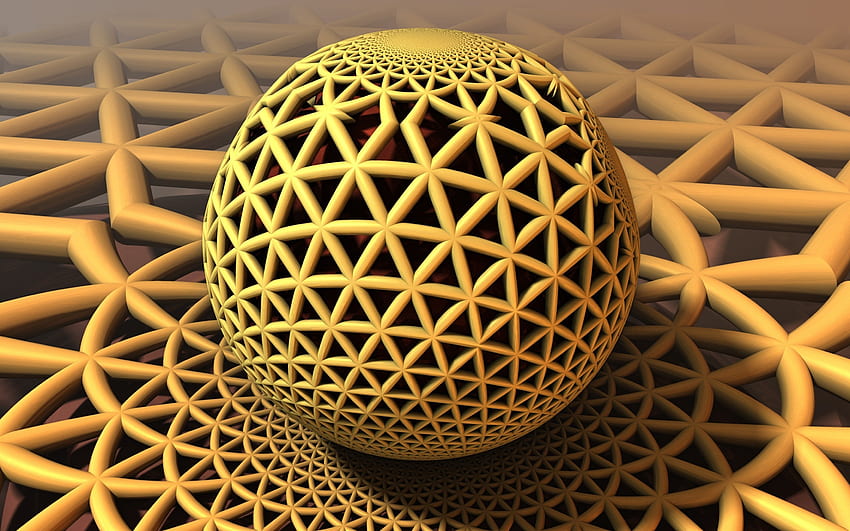 sfera 3D gialla, , creativo, 3D giallo, forme geometriche, sfere 3D, sfondi astratti, sfera 3D gialla Sfondo HD