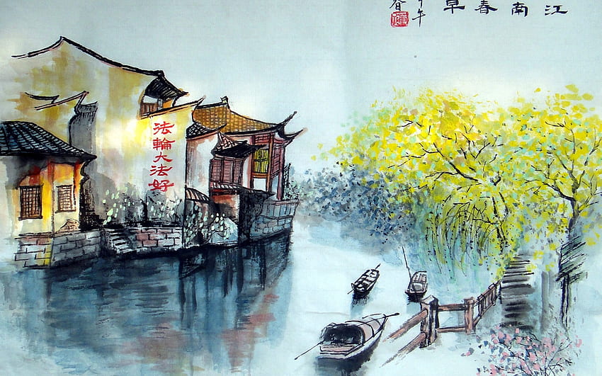 Img , Lukisan Cat Air Pemandangan Cina, Cecilia - Lukisan Cina, Lukisan Tinta Cina Wallpaper HD