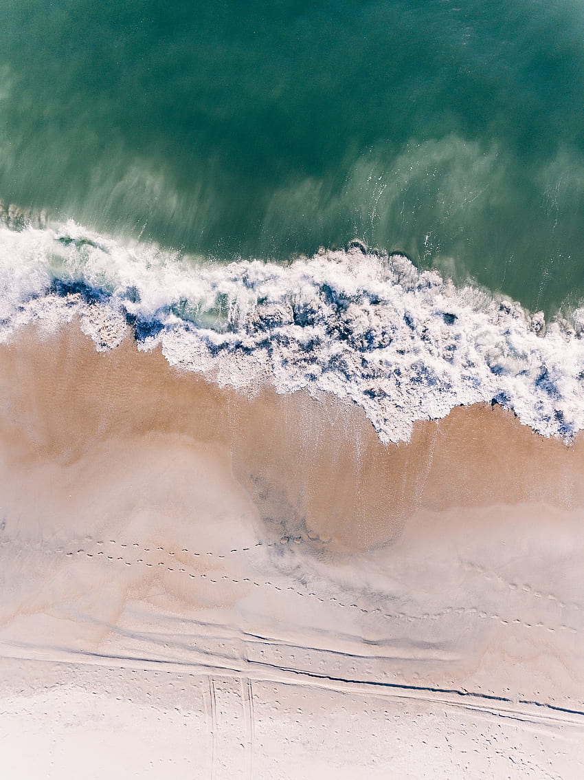 Nature, Sand, View From Above, Ocean, Surf, Wave HD phone wallpaper