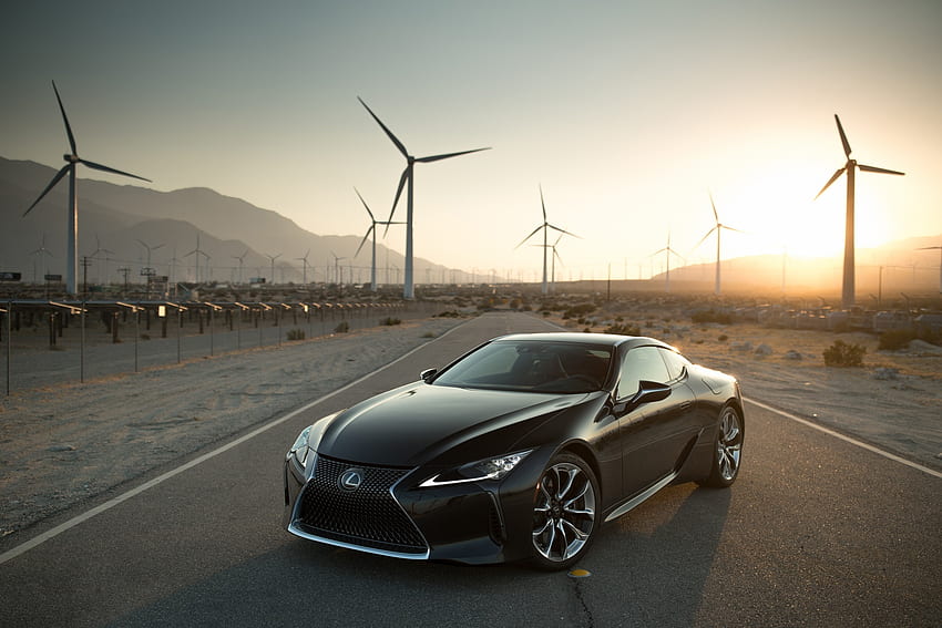 Schwarz, Turbinen, Landschaft, Lexus Lc 500, im Freien HD-Hintergrundbild