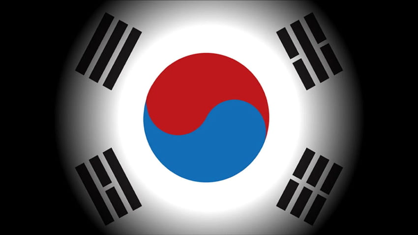 азиатско знаме на Южна Корея, корейско черно taegeukgi и фон HD тапет