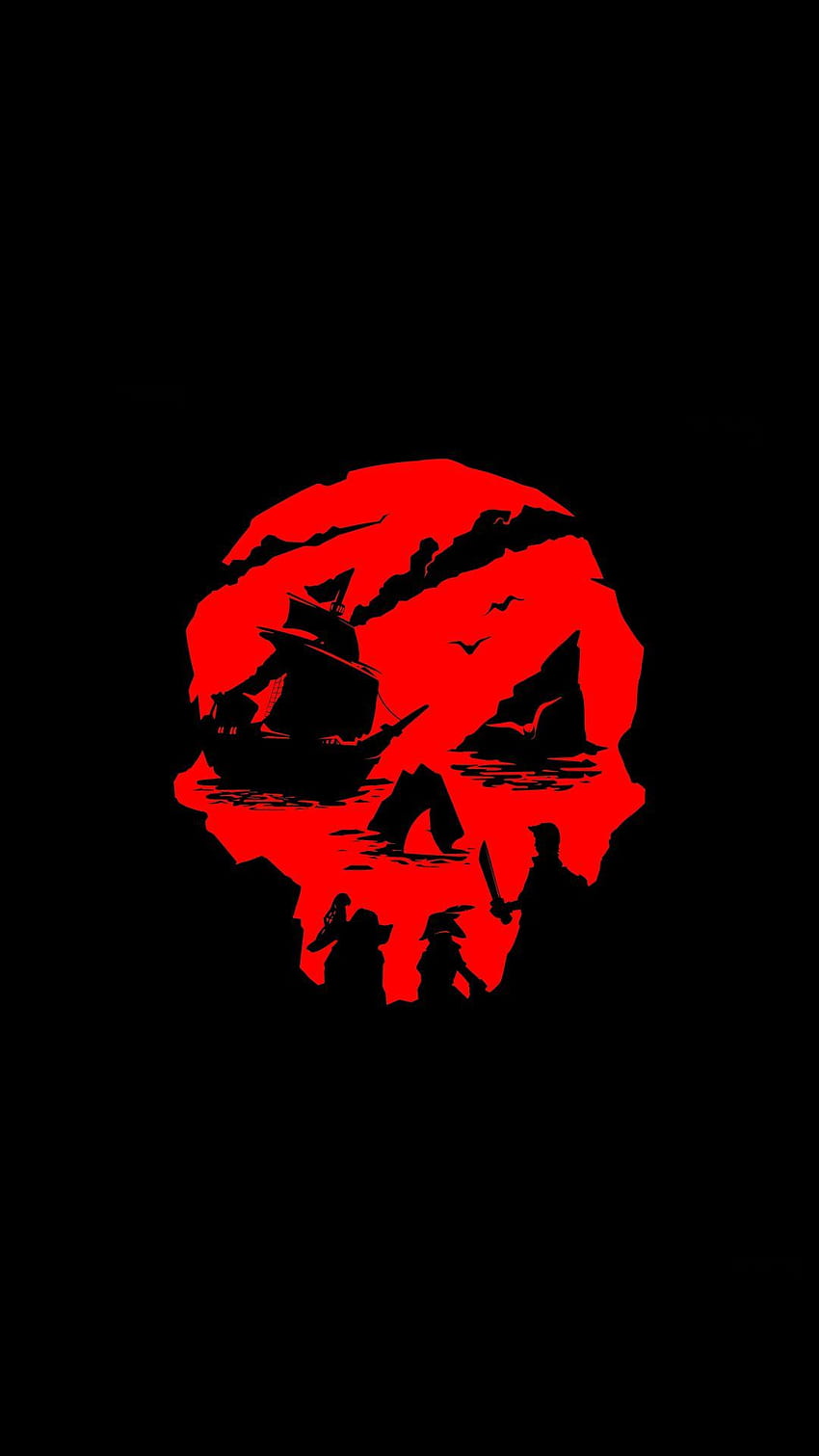 Sea of Thieves, Video game, red skull, art,, Pirates HD phone wallpaper