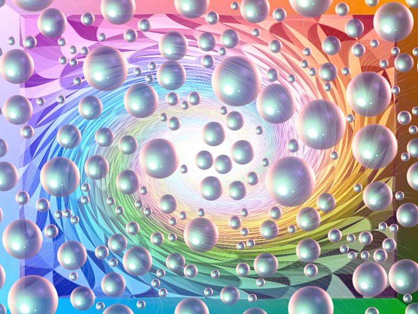 Bubbles, cool, rainbow, swirls HD wallpaper