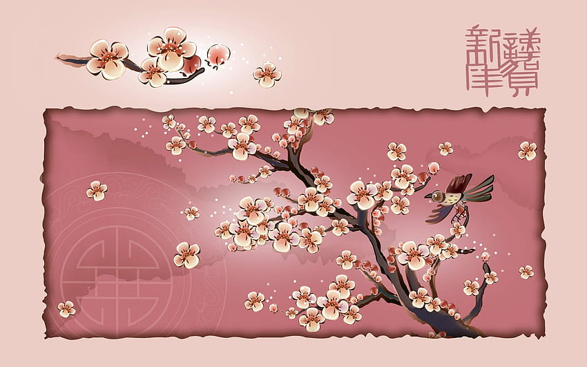 oriental, cereza, flor, árbol, flor fondo de pantalla