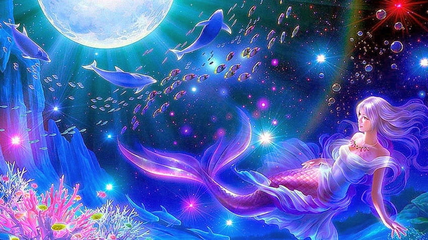 Mermaid Background. Little Mermaid Disney , 3D Mermaid and Magical Mermaid, Black Mermaid HD wallpaper