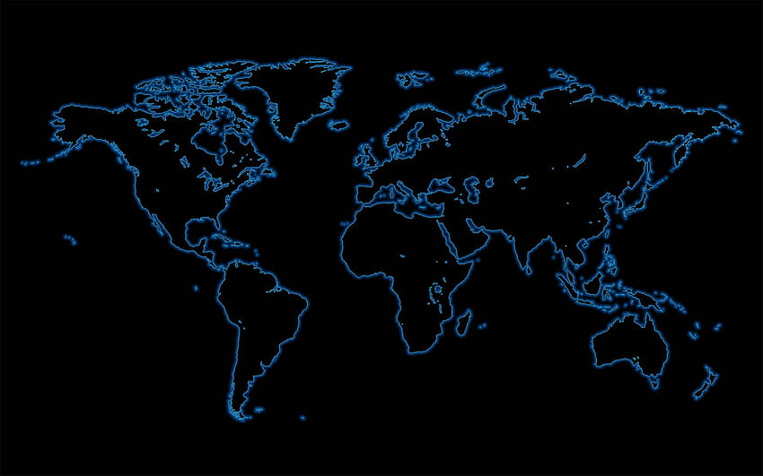 Mapa mundi preto e azul, cidade azul e preta papel de parede HD