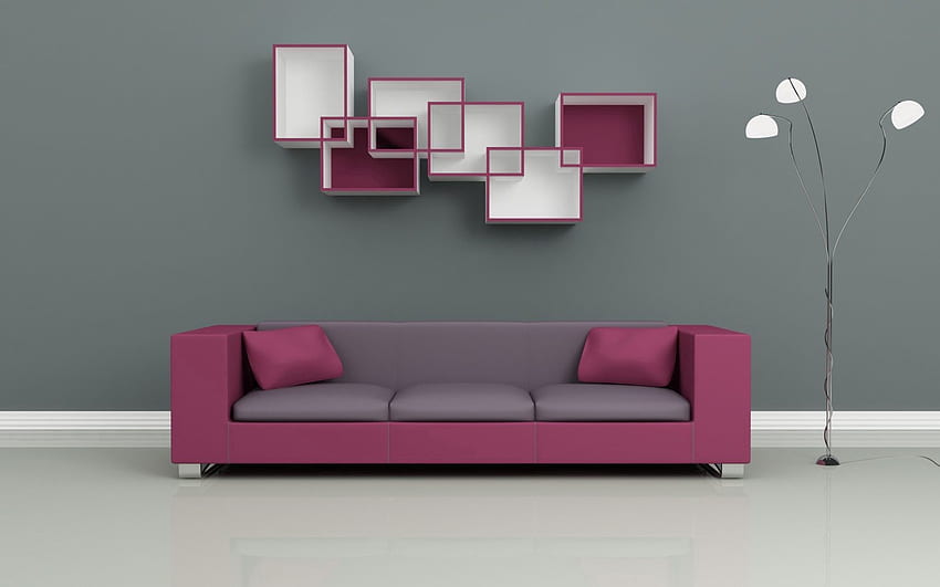 Lamp, Sofa, Shelves HD wallpaper
