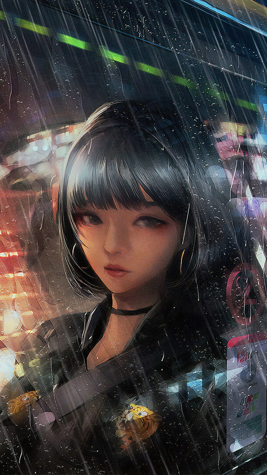 garota anime, anime, artista, obra de arte, arte digital, triste, sozinho, chuva para iPhone 6, 7, 8 Papel de parede de celular HD