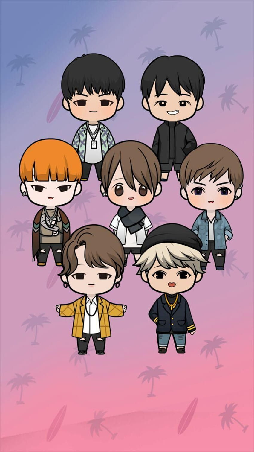 BTS (방탄소년단), BTS Cartoon HD phone wallpaper