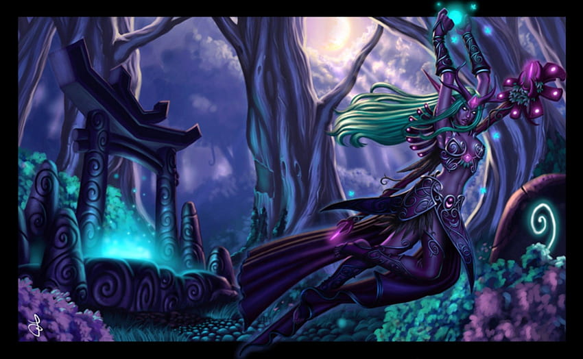 Blue-haired female elf druid - wide 9