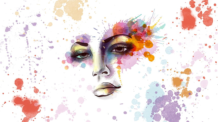 Painted Lady, splatter, cat air, wajah, cat, wanita, kecantikan Wallpaper HD