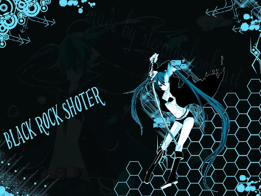 Black Rock Shooter, azul, negro, canción, twintail, título, linda, niña, hermosa, brs, anime, capa, título de la canción fondo de pantalla