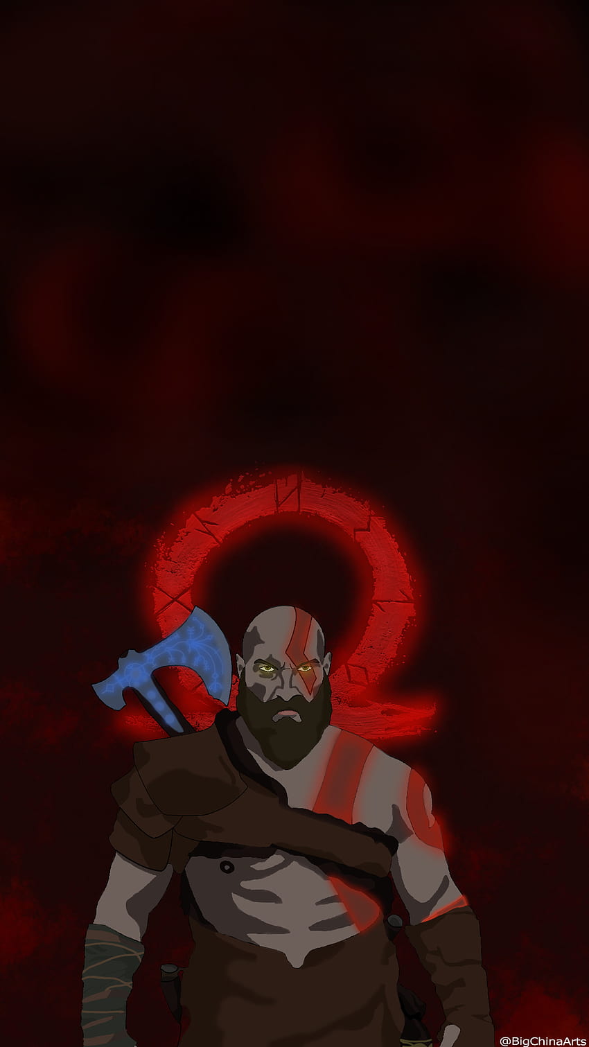 God of war Kratos, игра, дизайнер, deus da guerra, draw, desenho, god of war, gow, ps4, bigchinaarts, дизайн, Playstation, jogo, аниме, геймплей HD тапет за телефон