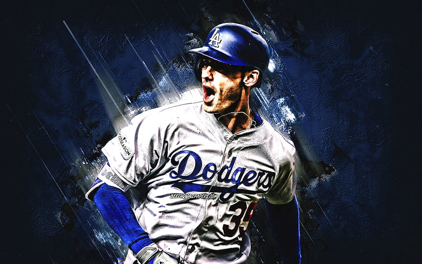 Cody Bellinger, Los Angeles Dodgers, MLB, นักเบสบอลอเมริกัน, บุคคล, พื้นหลังหินสีฟ้า, เบสบอล, เมเจอร์ลีกเบสบอลสำหรับความละเอียด . เบสบอล MLB คุณสูง วอลล์เปเปอร์ HD