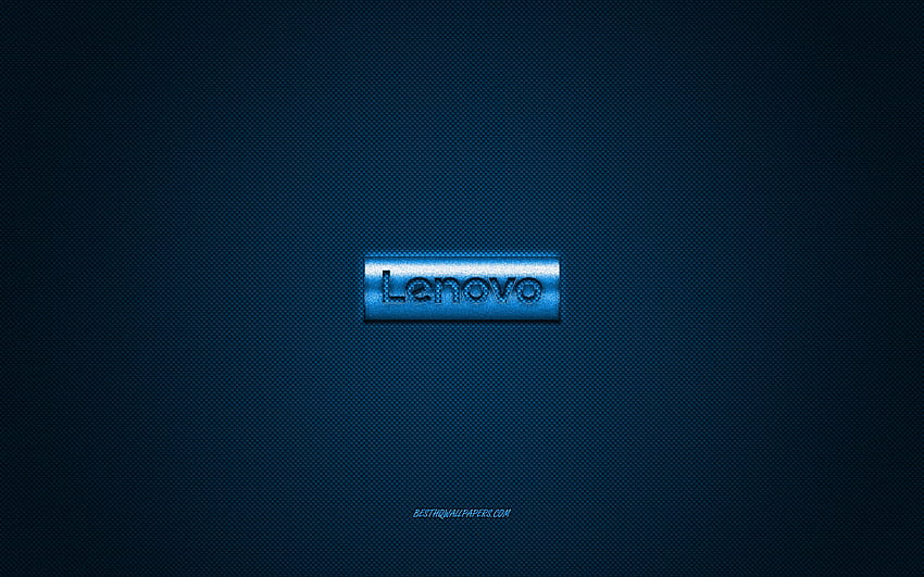 Lenovo 로고, 파란색 광택 로고, Lenovo 금속 엠블럼, Lenovo 스마트폰용, 파란색 탄소 섬유 질감, Lenovo, 브랜드, 해상도를 위한 창의적인 예술. 고품질 HD 월페이퍼