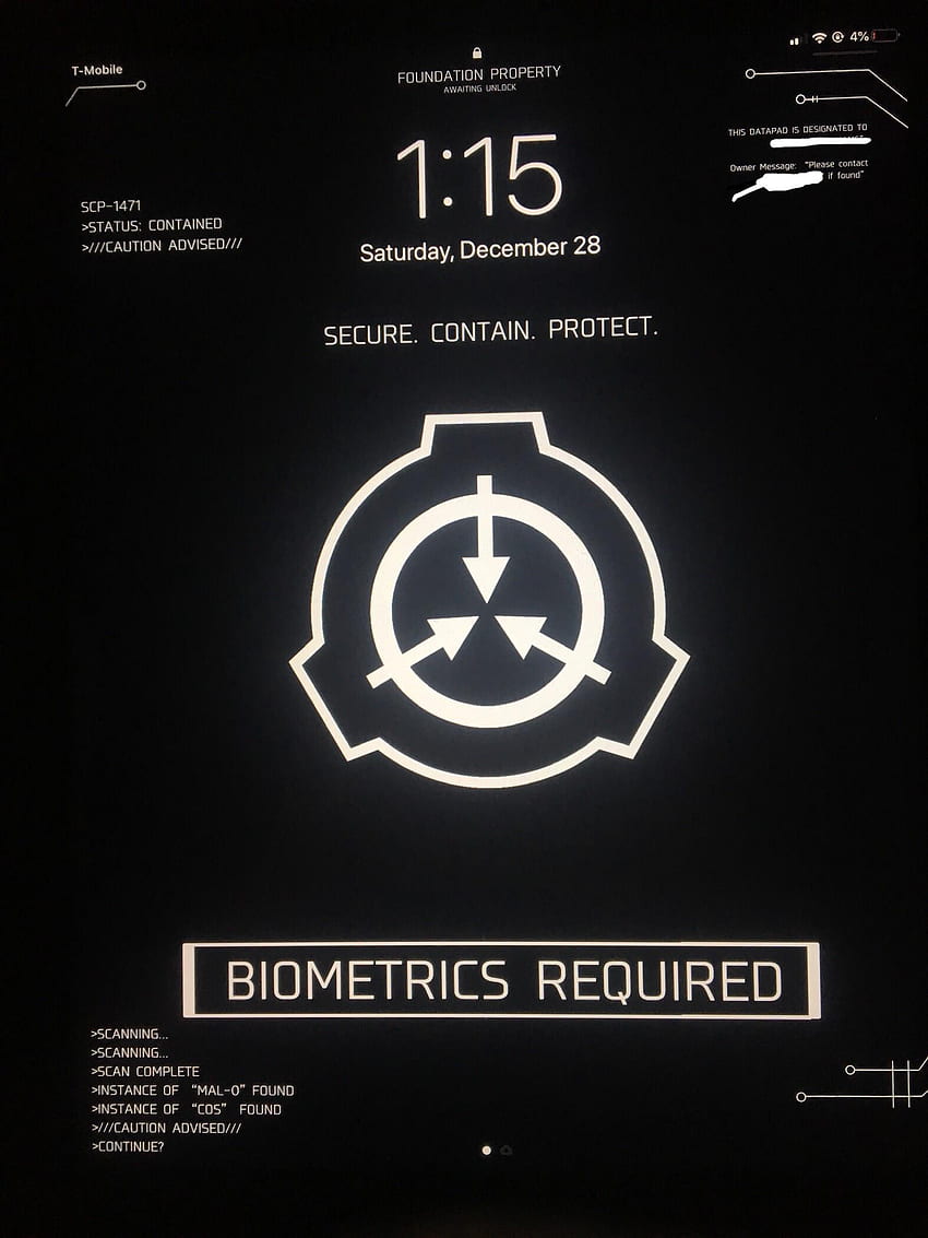I made myself SCP themed for my iPad! Even includes my name and phone number if it gets lost : SCP, SCP Foundation HD phone wallpaper
