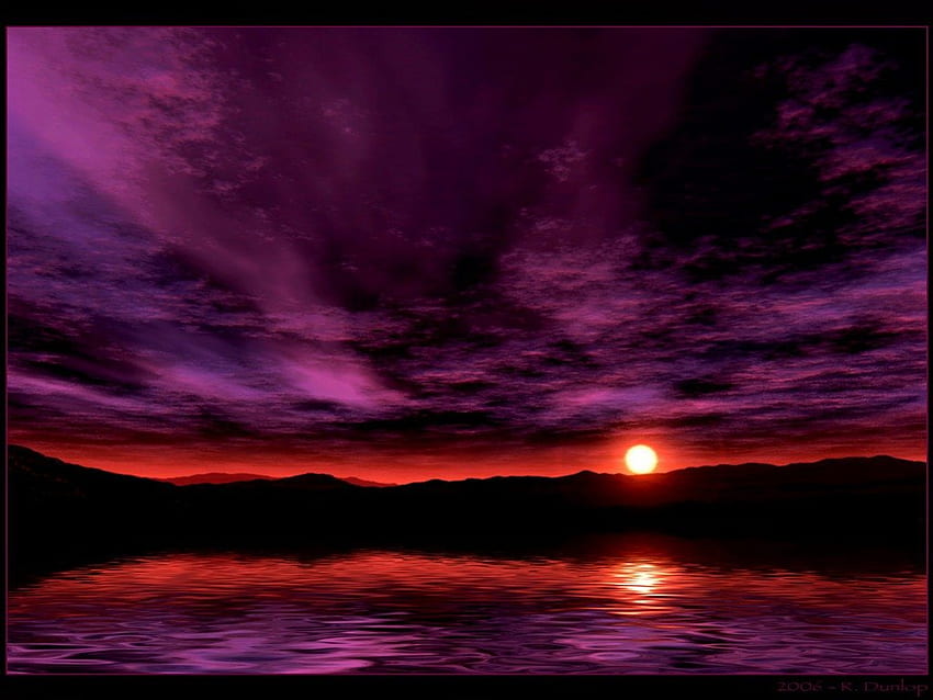 Violet sky at sunset, sea, purple sky, landscape, beautiful, violet, nature, sky, sunset, cloud HD wallpaper