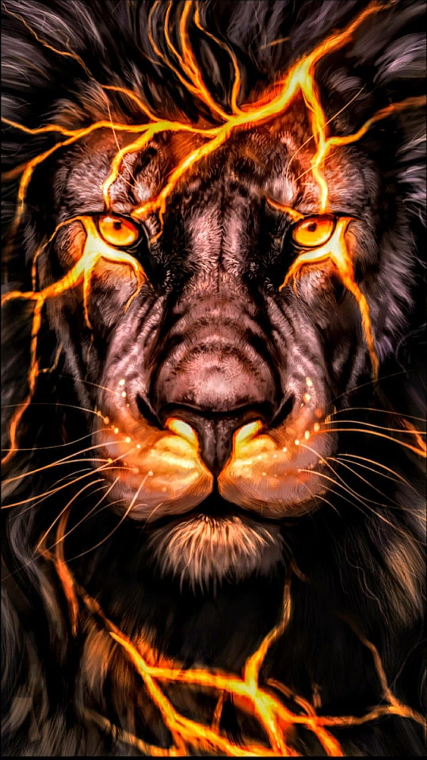 Feuerlöwe, mythischer Löwe HD-Handy-Hintergrundbild