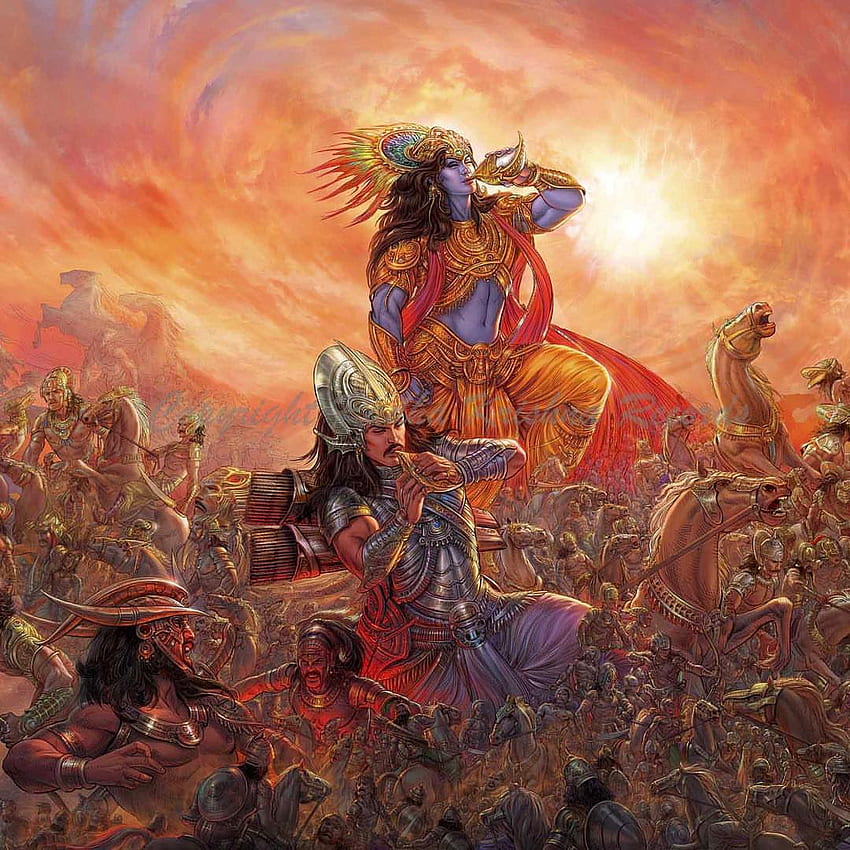 Krishna And Arjuna Art HD phone wallpaper