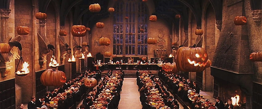 Perhatian Muggle, Aula Besar Hogwarts Siap Untuk Makan Malam, Musim Gugur Harry Potter Wallpaper HD