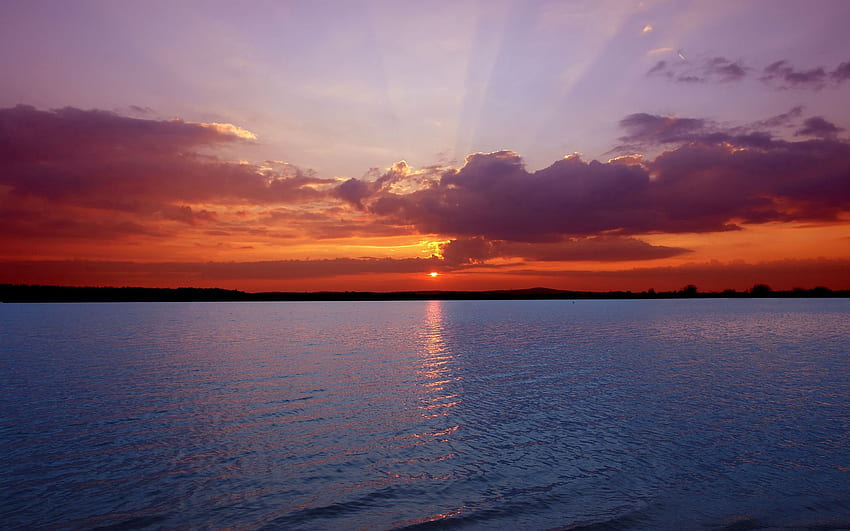 ธรรมชาติ พระอาทิตย์ตก ทะเล ขอบฟ้า วอลล์เปเปอร์ HD