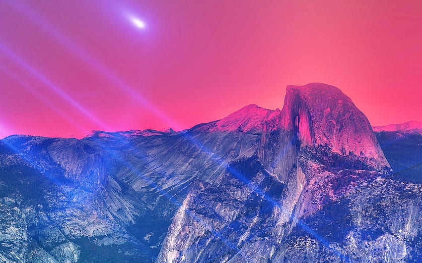 Rosa und blaue Berge - -, rosafarbener Gebirgssonnenuntergang HD-Hintergrundbild