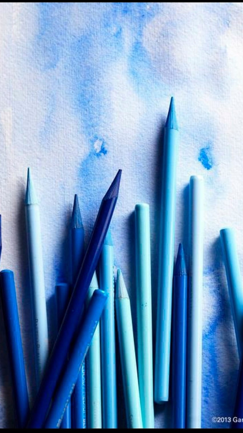 Blue Aesthetic, Blue Pencils HD phone wallpaper