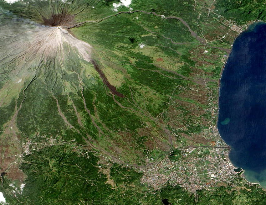 NASA-Satelite, volcano, nature, mountains HD wallpaper
