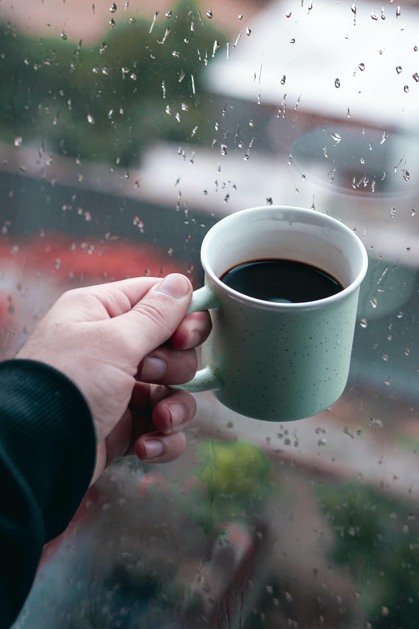 Rain, Coffee, Hand, , , Cup, Window, Mug HD phone wallpaper