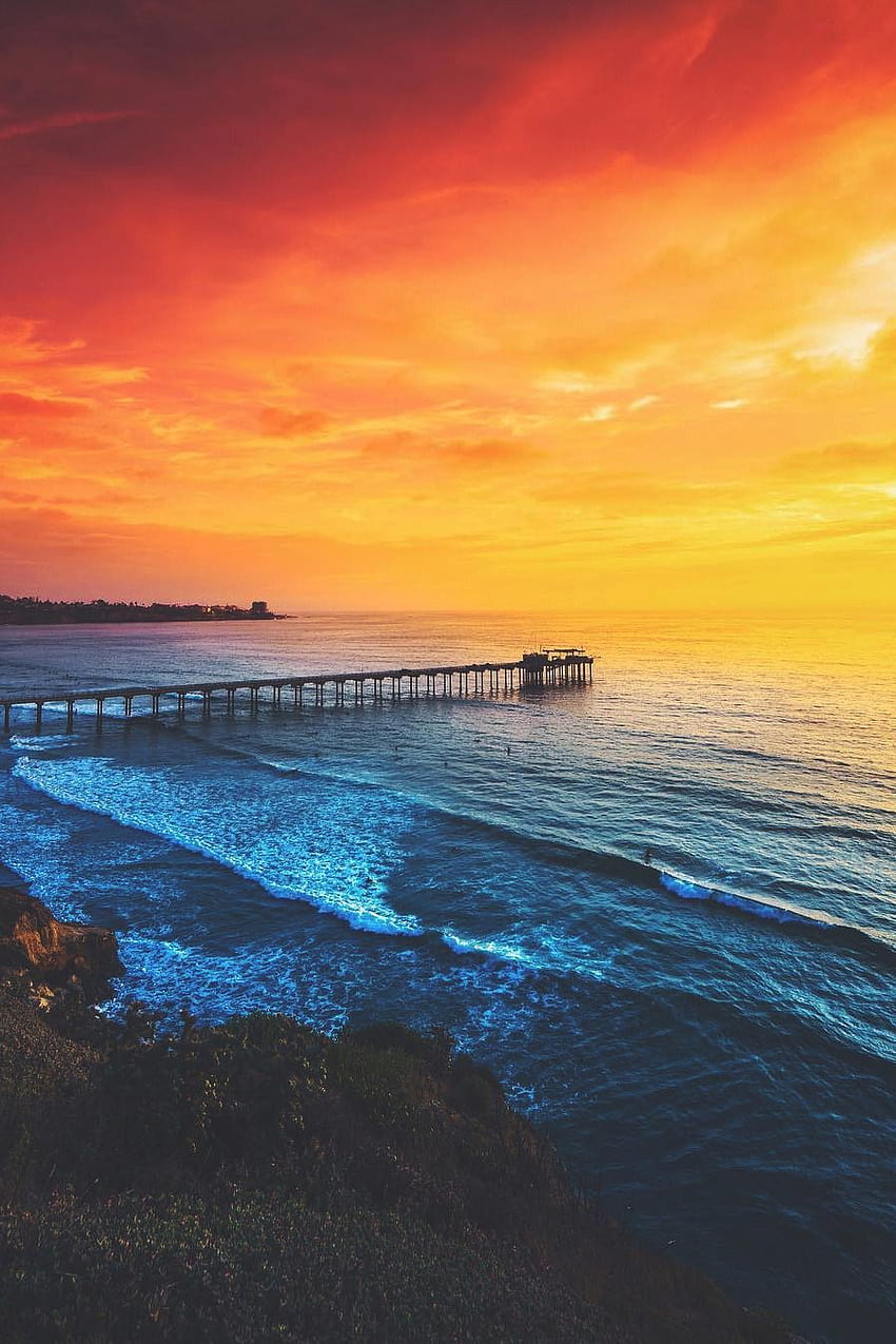 Sunset seen in San Diego, California. Water sunset, Sunset , Beauty scenery, Ocean Beach San Diego HD phone wallpaper