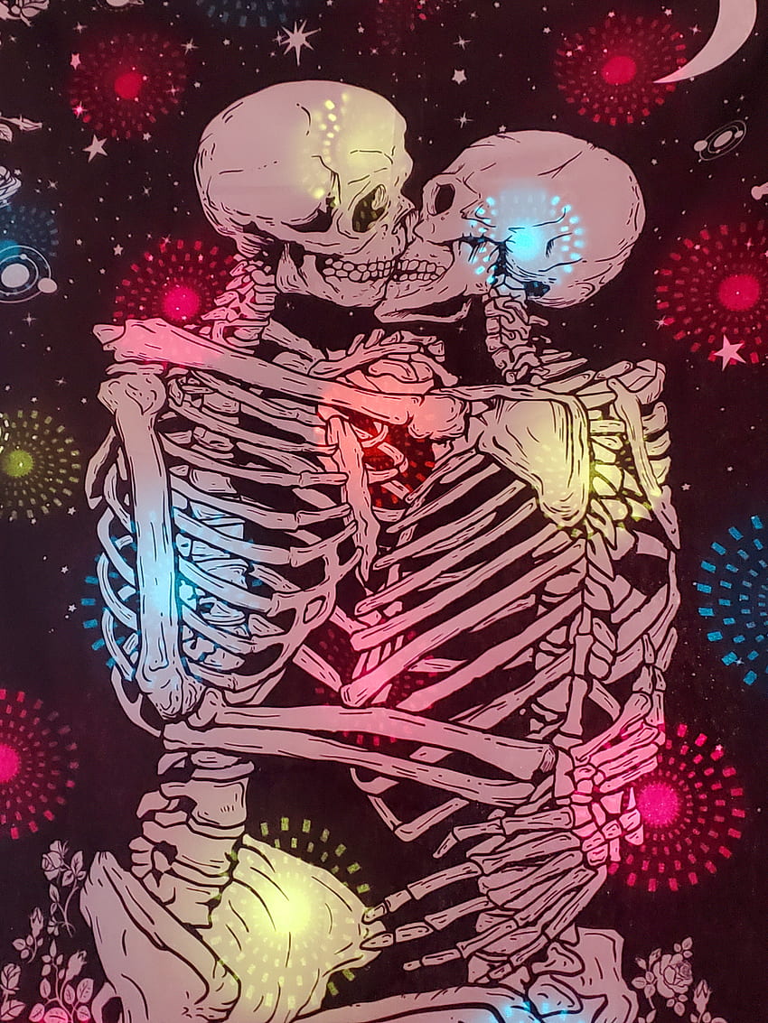 Amor esqueleto del arco iris, esqueletos, colorido, cortina fondo de pantalla del teléfono
