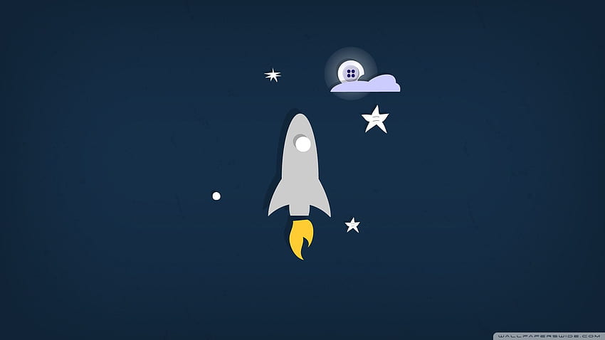 Rocket Button Moon ❤ dla Ultra TV, Cartoon Space Tapeta HD