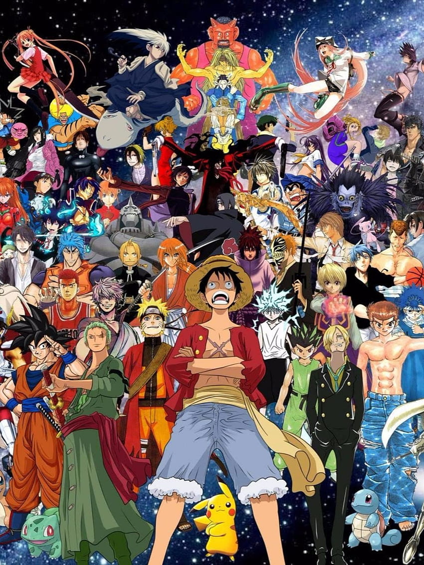 Un collage de anime , Collage de una pieza fondo de pantalla del teléfono