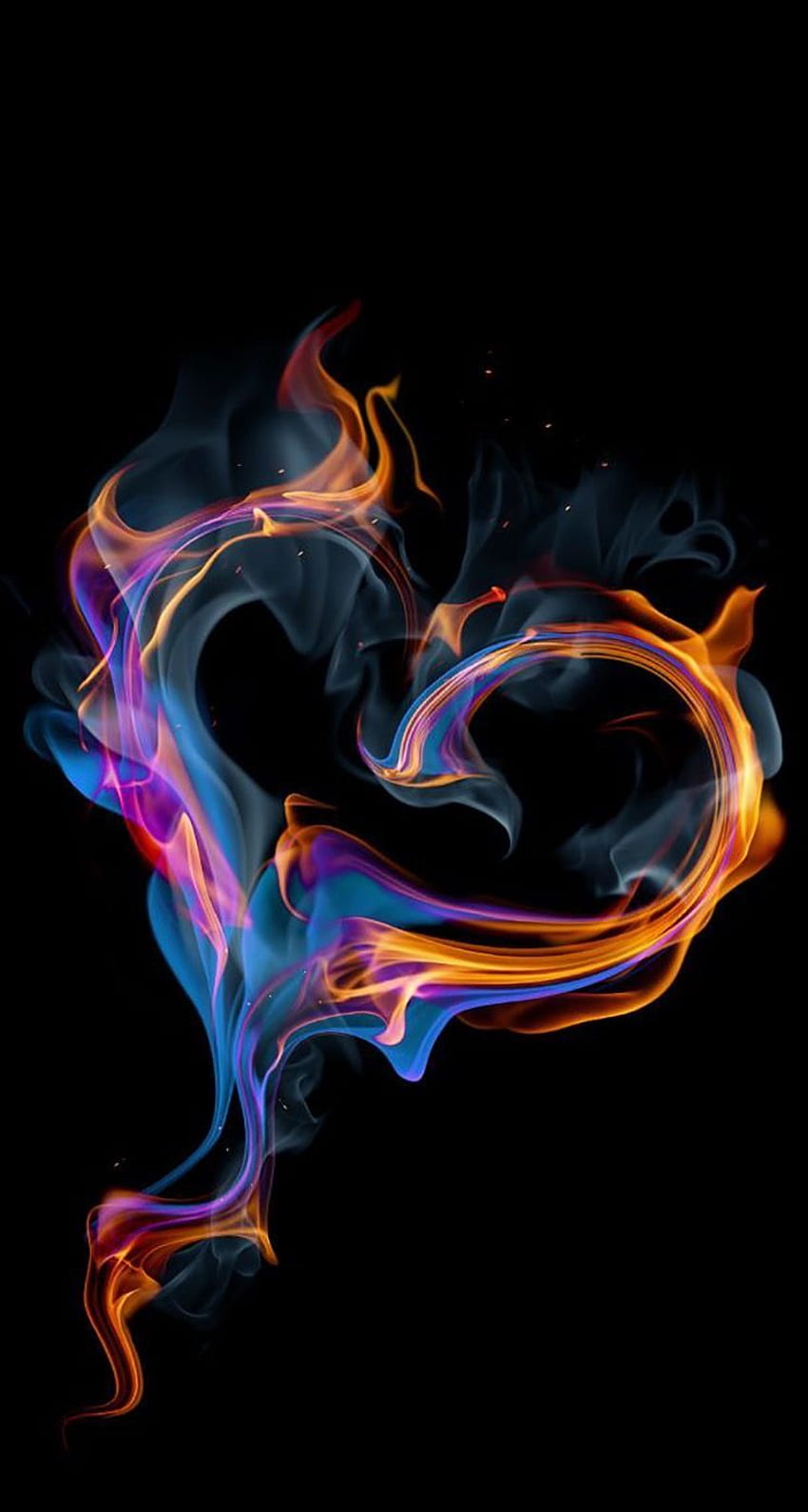 Bárbara em segundo plano. Coração de fogo, Arte de chamas, Arte de fumaça Papel de parede de celular HD