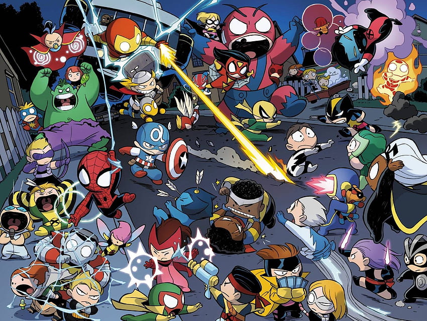 Baby Avengers, Marvel Chibi HD wallpaper