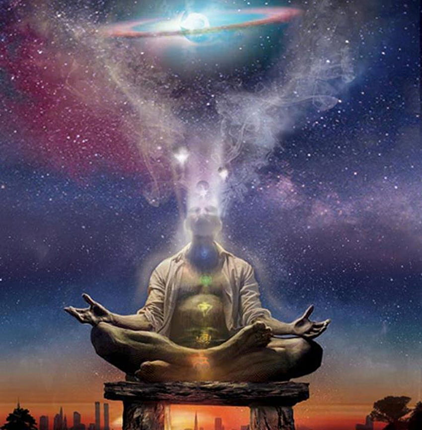 Man And Soul Yoga Lotus Pose Meditation On Nebula Galaxy Background Stock  Photo  Download Image Now  iStock