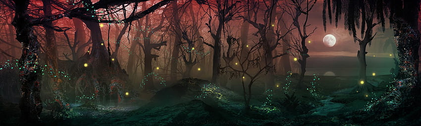 Forêt magique noire par Fernanders Sam. Fond magique, couverture Facebook, illustration de la forêt, forêt enchantée sombre Fond d'écran HD
