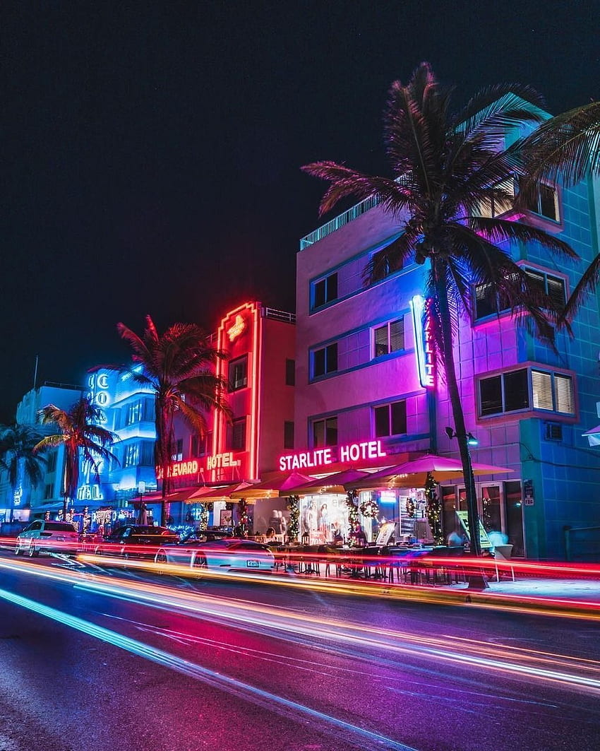 Ocean Drive, Miami Beach, FL por Diego Meneses. art déco de miami Papel de parede de celular HD
