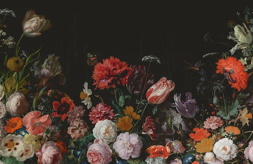 Wand mit dunklen floralen Blumenarrangements. Hovia. Malerei, Blume, Kunst HD-Hintergrundbild