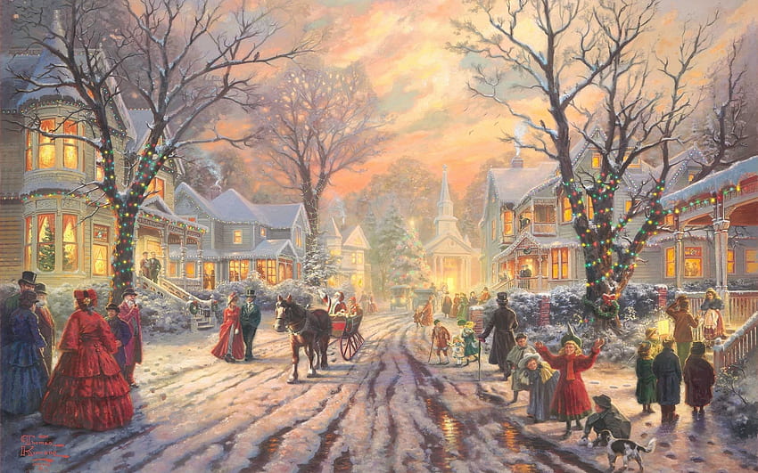 レトロなクリスマス、冬、レトロ、クリスマス、雪 高画質の壁紙