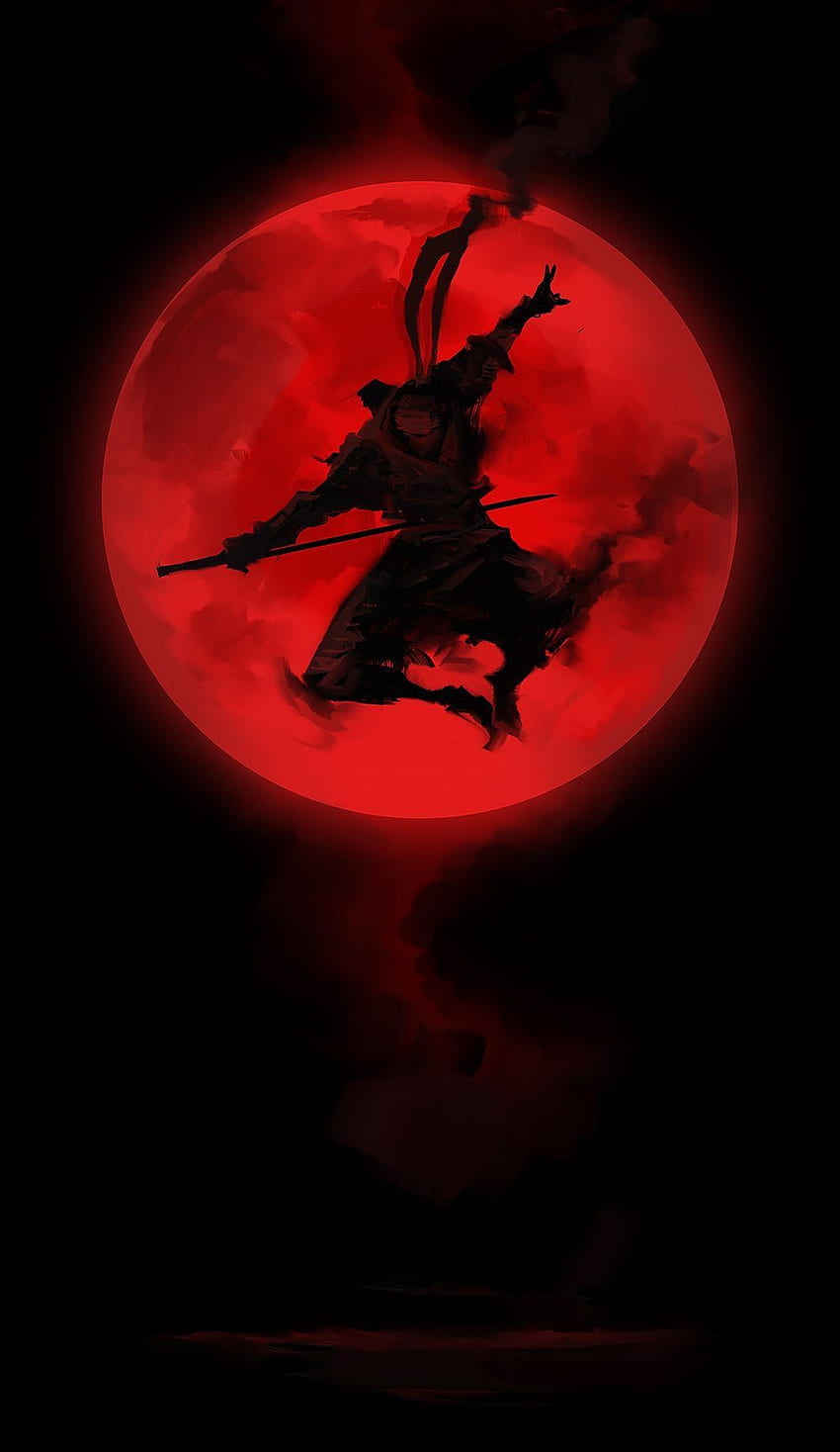 Czarny ninja, czarno-czerwony wojownik Tapeta na telefon HD
