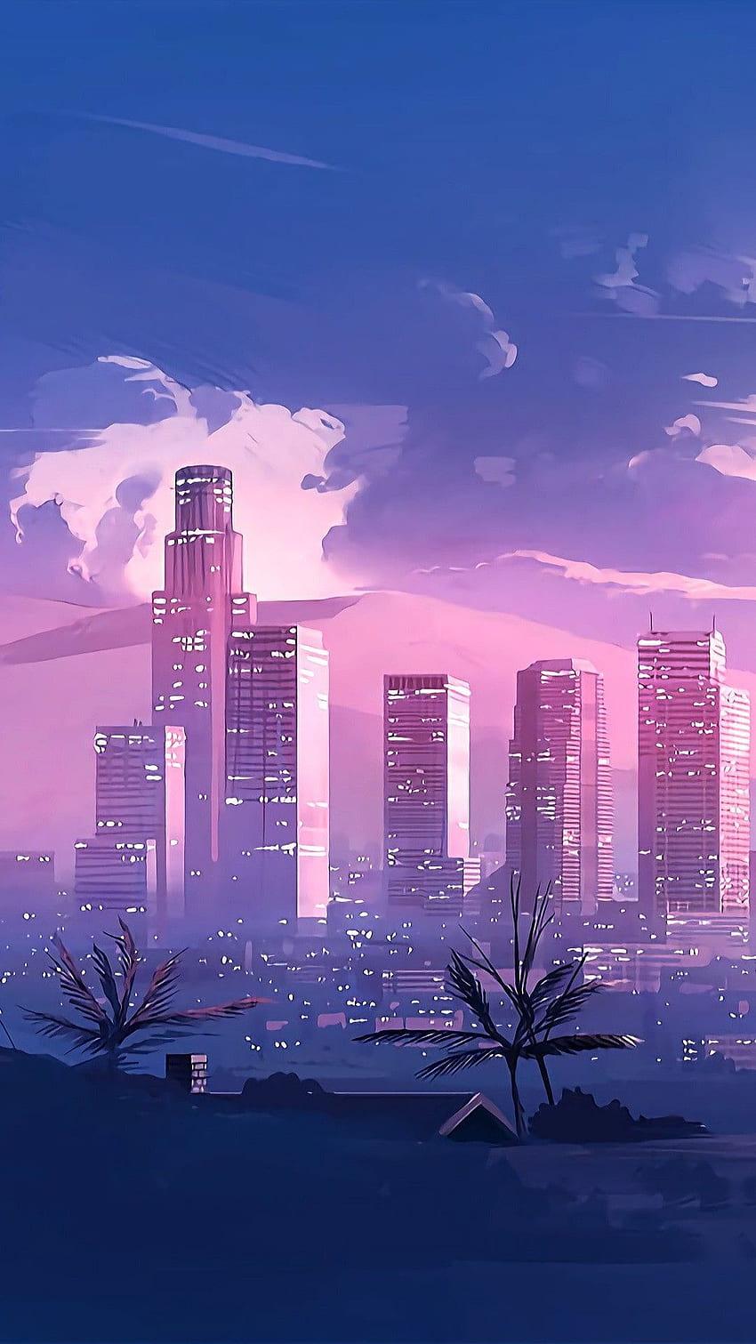 Early evening cityscape HD phone wallpaper