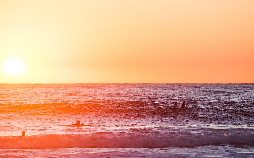 Sea California Beach Sunset Nature Art Ocean, California Beach Sunrise HD wallpaper