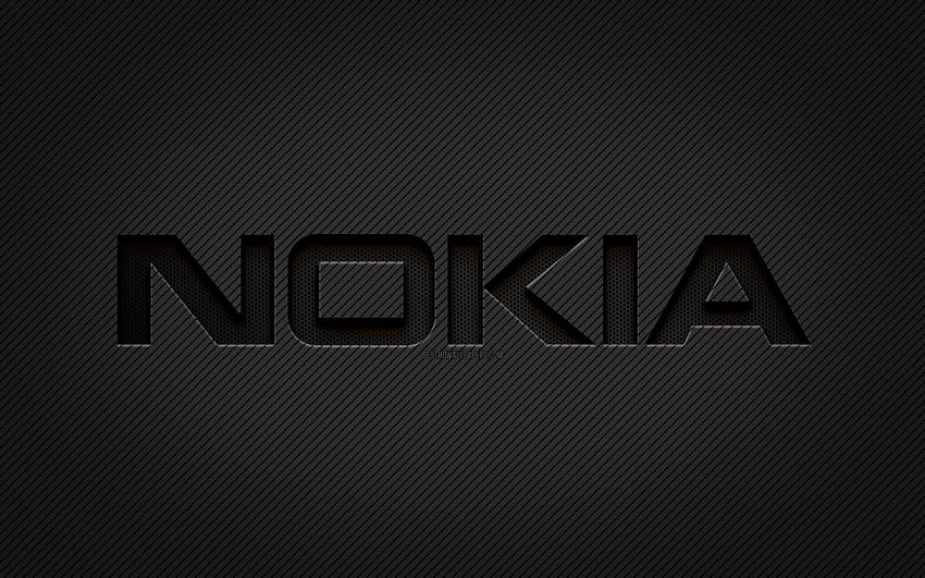 Nokia-Carbon-Logo, Grunge-Kunst, Carbon-Hintergrund, kreativ, schwarzes Nokia-Logo, Marken, Nokia-Logo, Nokia HD-Hintergrundbild