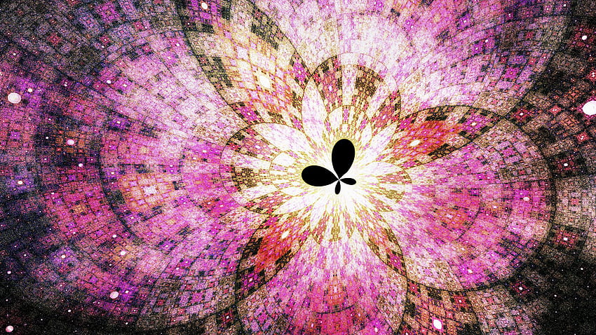 Rose Noir Lueur Fractale Papillon Abstraction Résumé Fond d'écran HD