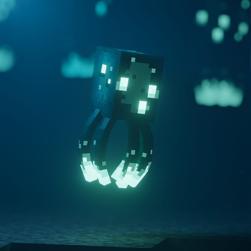 I made a render of the new glow squid in Blender. Any feedback is appreciated :): Minecraft HD phone wallpaper