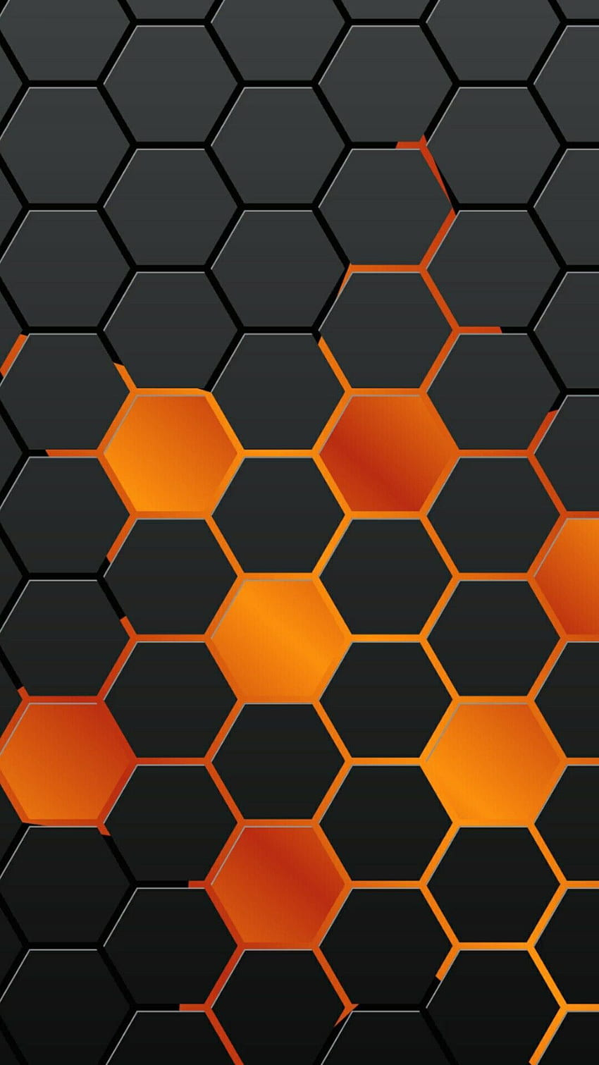 iPhone 背景 オレンジ 黒 八角形 パターン HD電話の壁紙