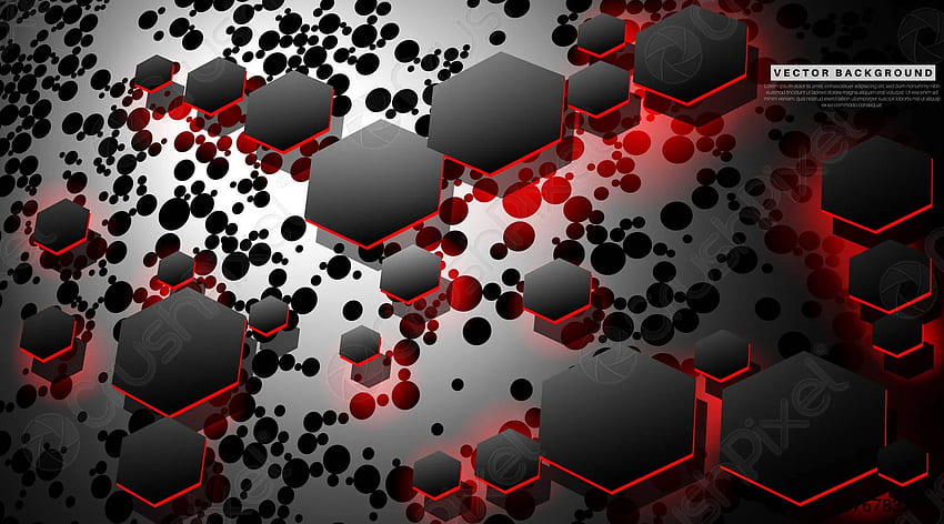 Perspective hexagon background with red lights Vector Illustration For, Red and Black Hexagon HD wallpaper